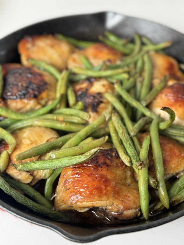 One Pot Chicken Thighs and Green Beans