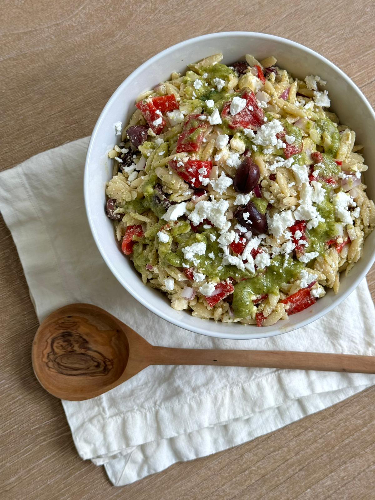 Orzo Salad with Pesto and Feta