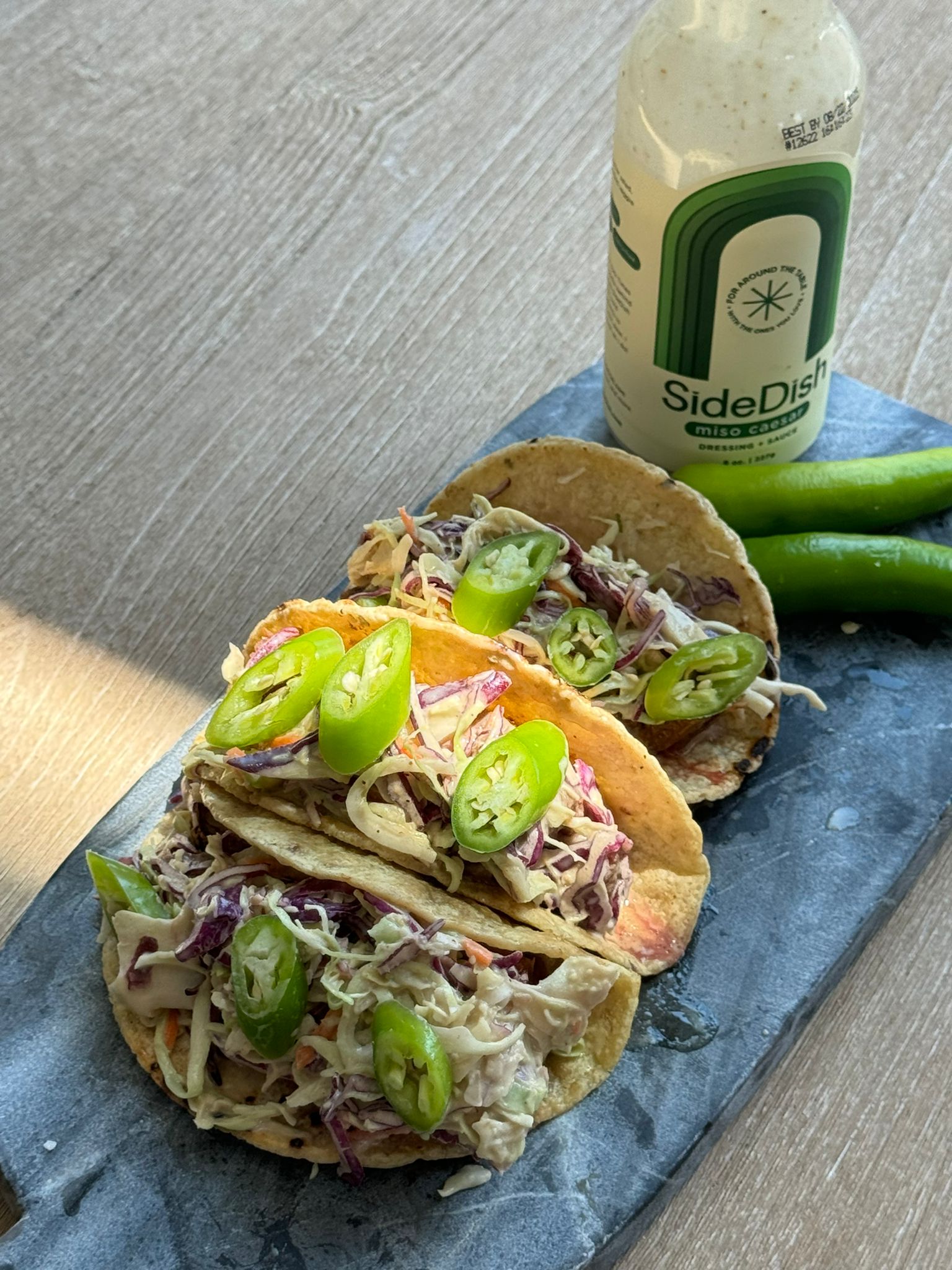 Steak Tacos with Miso Caesar Coleslaw