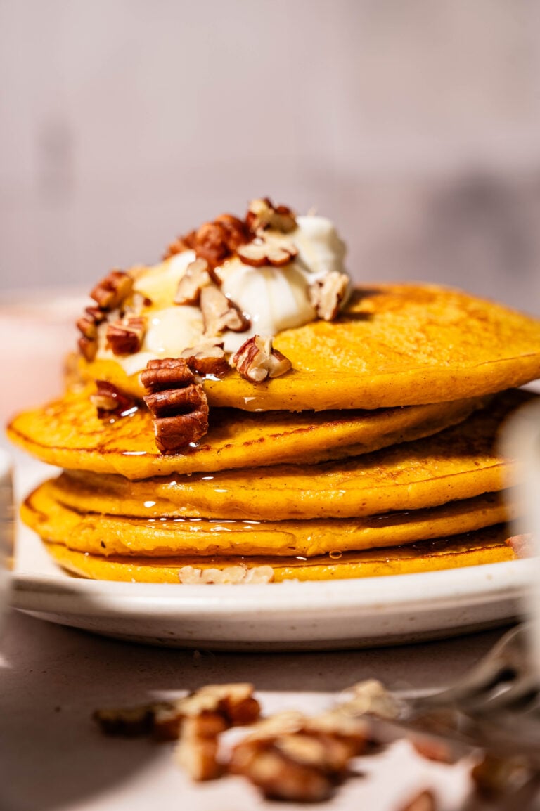 Pumpkin Spice Cottage Cheese Pancakes