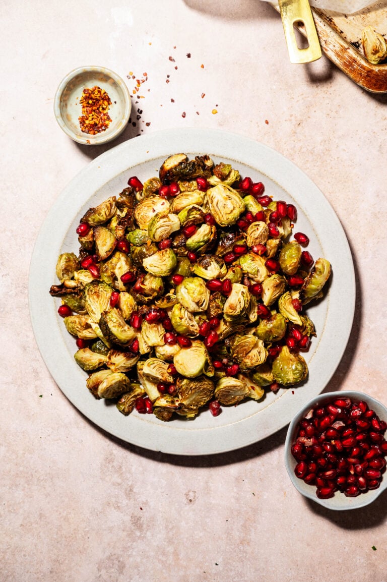 Roasted Brussels Sprouts with Pomegranate Vinaigrette