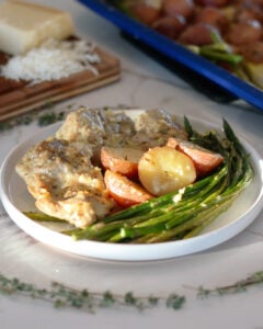 Creamy Chicken & Asparagus Sheet Pan Dinner