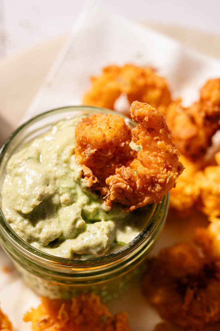 Crispy Fried Shrimp with Spicy Mustard and Louisiana Hot Sauce