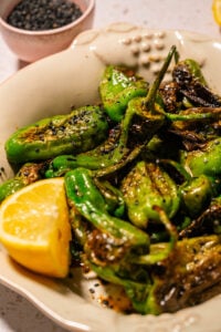 Blistered Shishito Peppers with Soy and Lemon